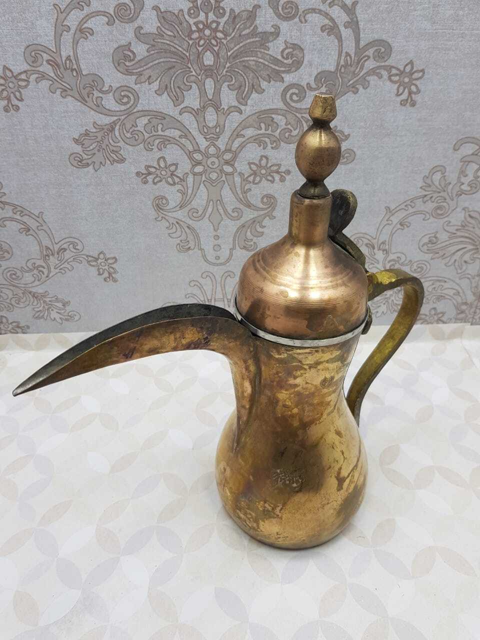 Antique Pre Saudi Arabian Najd BEDUIN Middle East BRASS DALLAH COFFEE POT Dalah