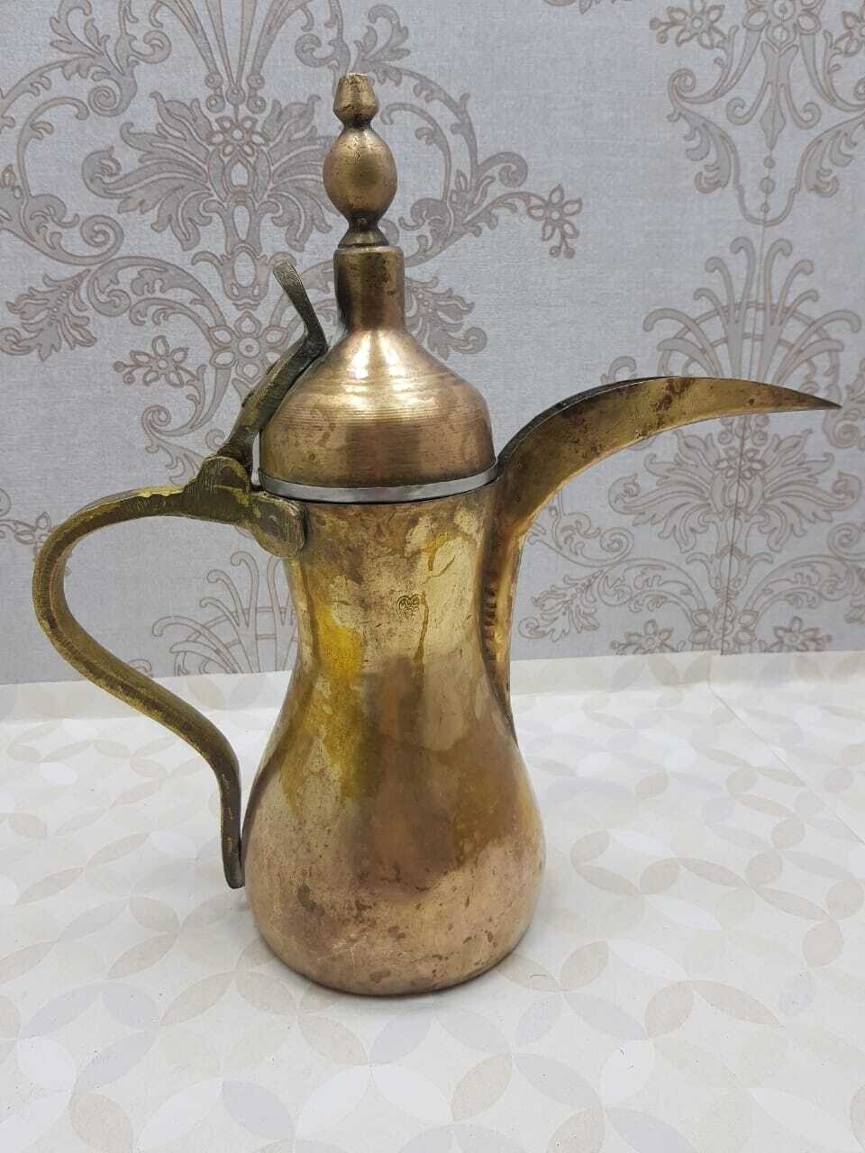 Antique Pre Saudi Arabian Najd BEDUIN Middle East BRASS DALLAH COFFEE POT Dalah