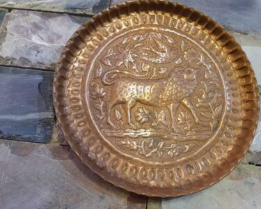 Antique ISLAMIC PERSIAN Copper Hanging Platter TRAY Handmade Ornate Lion Nature
