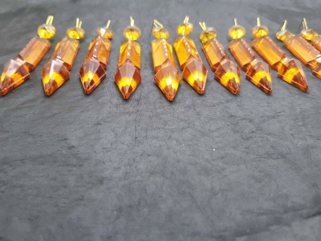 Lot of 15 Chandelier Italian Vintage Salmon Crystal 3" Prisms 15 Clear Cut Beads